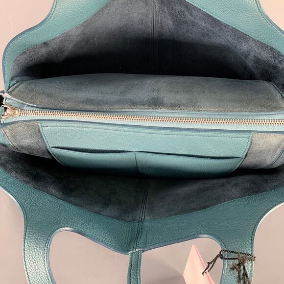 CELINE Blue Pebble Grain Leather Medium Trifold Tote Handbag - Picture 6 of 13